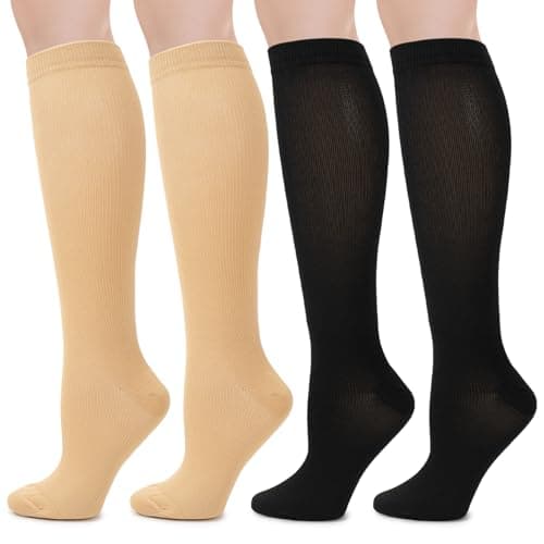 2 Pairs Compression Socks for Women Men, Flight Compression Stocking Socks