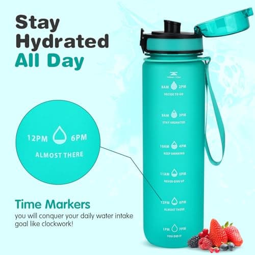 Gobravio Water Bottle 1l BPA Free Sports Bottle Leakproof Dishwasher Safe for Teenager, Adult, Sports, Hiking, Gym, Outdoor, School & Office — view 2