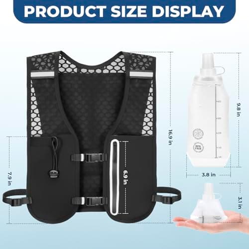 Kartoiy Running Vest Women with Water Bladder, Adjustable Running Hydration Vest Mens, Lightweight & Breathable Hydration Backpack for Trailrunning Hiking Marathon Cycling(Black) — view 5