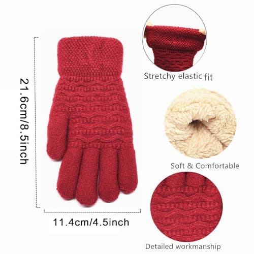 Womens Gloves Touchscreen, Winter Touch Screen Gloves for Women - Thermal with Fleece Lining, Elastic Cuff, Warm Knitted Hand Warmer for Running Driving Ski Travel Outdoor Daily Glove Sky Blue — view 2
