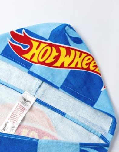 Hot Wheels Race Track Boys Blue Poncho Towel | Hooded Beachwear with Multi-Car Graphics & Checkered Pattern | Poolside Cover-Up | After-Bath Towel for Kids Merch — view 5