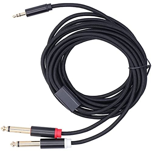 FILFEEL 3683 Cotton Woven Mesh Adapter Cable - 3.5mm Male to Dual 6.35mm Plug, & Stylish 2m/6.6ft Connection (3 Meter / 9.8ft)