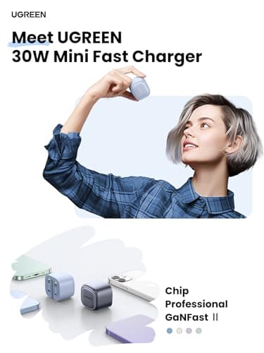 UGREEN 30W USB C Charger Nexode PD3.0 Foldable GaN Fast Charger Silver Blue — view 2