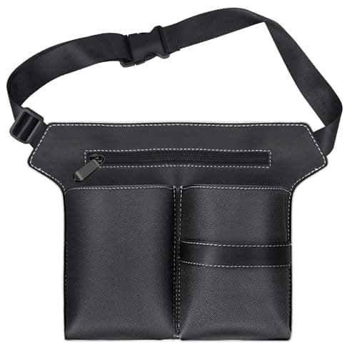 ieron Professional Scissor Bag, Beauty Hairdressing Pouch Barber Leather Waist Pouch, Salon Shoulder Organizer Kit Grooming Hair Stylist Scissor Holder Tool Bag — view 2