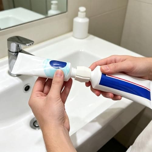 Toothpaste Refill Adapter and Transfer Tool, Compact Tube Connector for Travel Size Toothpaste, Reusable Bathroom Converter Accessory for Dispensing and Organisation (White_3PCS) — view 4