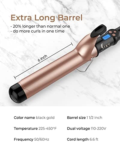 38mm Large Curling Tong Extra Long Barrel,110-210°C, Big Curls — view 5