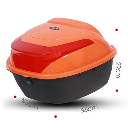 Universal 42l Motorcycle Rear Top Box Scooter Tail Trunk Luggage Storage Case with Soft Backrest, Hard Case Mounting Hardware, Waterproof Lockable, 40x36x29cm15.7x14x11inch Orange One Size — view 2
