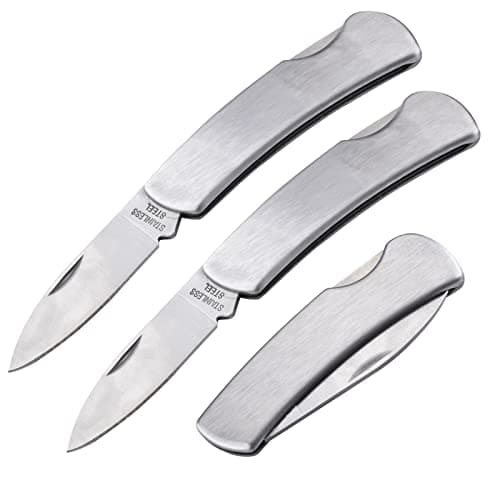 LLHQAMT Fruit Knife, 3 Pieces of All Steel Foldable Small Kitchen Knife, All Steel Handle, Small and Easy to Carry, Exquisite and Beautiful, Suitable for Most Types of Vegetables and Fruits(4.9 inch)