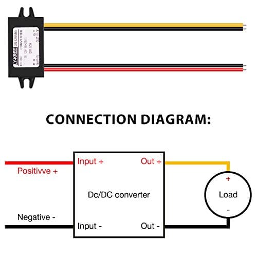 Weewooday Direct Current Converter 12v to 5v 3a 15w Buck Converter Module, Reduced Voltage Regulator Car Power Output Power Adapter, Wire Interface(1 Piece) — view 5