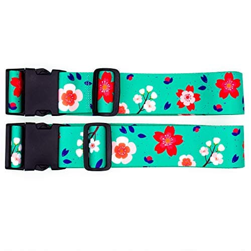 Teeoff Luggage Straps Suitcase Belts Travel Bag Accessories Adjustable (Sakura Mint- 2 Pack, 220CM) — view 2