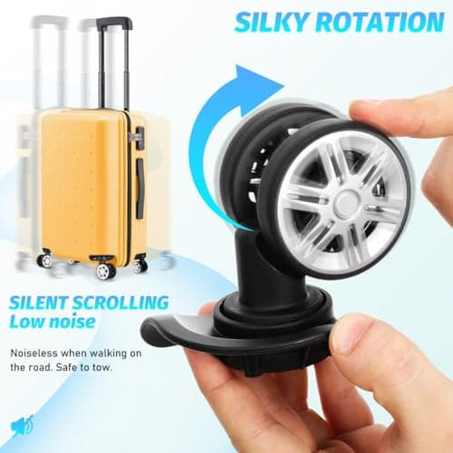 ULTECHNOVO Suitcase Wheels Replacement Kit - 4 Pack Double Rollers with 20 Screws & Screwdriver, Quiet TPE Rubber Caster for Luggage, Cabin Bag, Travel Trolley Case Repair - Black — view 5