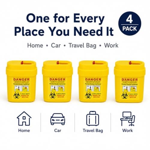 4 Pack Travel Sharps Bin Small - Portable Sharps Box for Needles, 0.2L Each — view 5