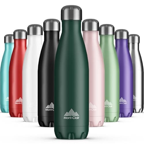 Mont-Clair Stainless Steel Water Bottle, Vacuum Insulated - BPA Free, 12h Hot & 24h Cold Drinks, Metal Water Bottle 500ml Leakproof, Ideal for Adult, Kids, Running - Dark Green
