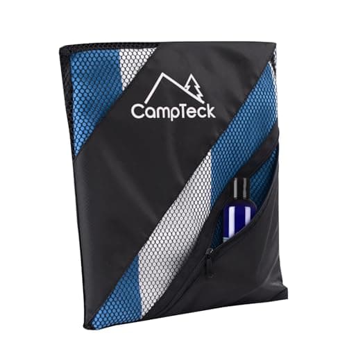 CampTeck U7310 Large (180 x 78cm) Lightweight and Compact Quick Dry Microfiber Travel Towel for Sports, Gym, Beach, Swimming, Yoga, Camping - Blue and White Striped — view 3