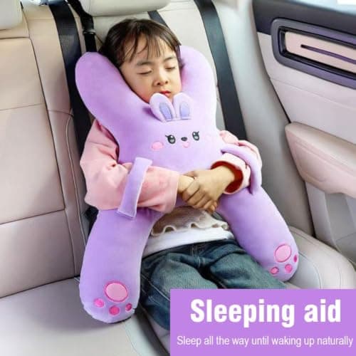 Car Pillow for Kids, H-shaped Neck And Back Comfort, Cozy Neck Head Support Sleeping Headrest for Travel, Hands & Seat Belt Slot, Washable And Compressible, Perfect for Car,Plane,Train,Boat & More — view 2