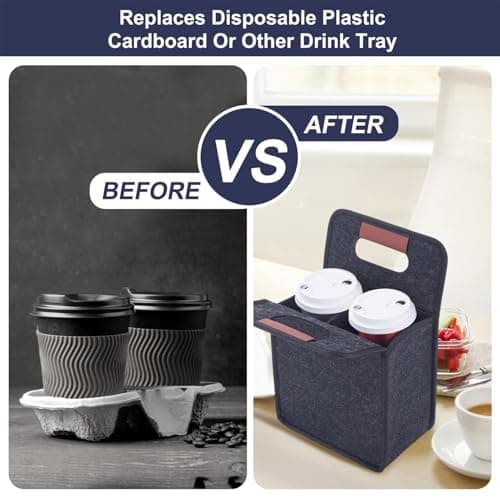 Reusable Drink Carrier Coffee Beverage Transporting Organizer Tote Bag — view 5