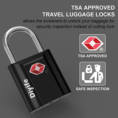Diyife Security Luggage Locks with Keys - 2 Pack Heavy Duty Zinc Alloy Travel Locks with 4 Keys (Black) — view 2