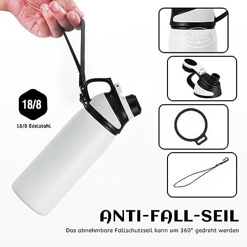 Fjbottle 1L Stainless Steel Thermal Water Bottle with Magnetic Lid — view 3
