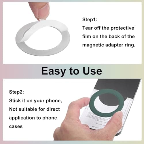 sourcing map Magnetic Sticker Ring, 3 Pcs Universal Magnetic Adapter Ring Leather Magnet Wireless Charging Conversion Kit for Mobile Phone Case Wireless Charger, Black/Orange/Green — view 3