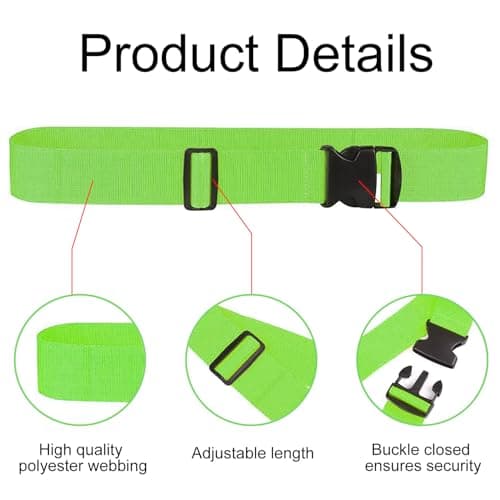 Luggage Strap (2 Pack), with 2 Luggage Tags, Custom Identification, Travel Bag Closure, For Connecting Luggage Together, Green — view 3