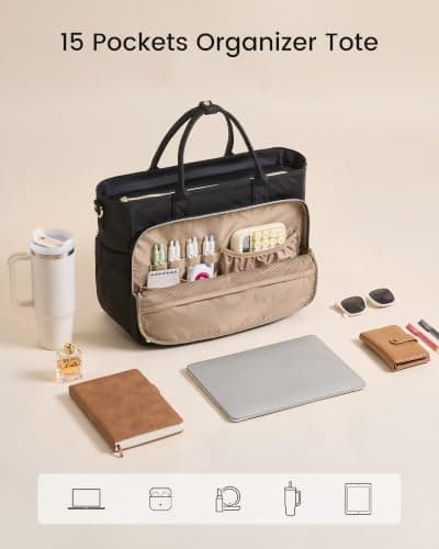 LOVEVOOK Laptop Tote Bags for Women Large Teacher Nurse Work Bag Professional Computer Briefcase Messenger Bag for College Business Office Nursing Travel — view 4
