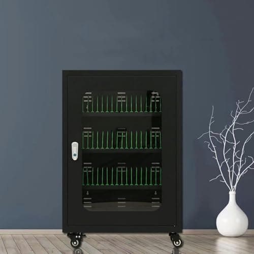 JKJZSALJ 50 Slots Charging Mobile Phone Cabinet,With Multi-Port Charger,5V 2A Efficient Charging,One-Touch Switch,Suitable For Warehouses, Factories,Etc,Black