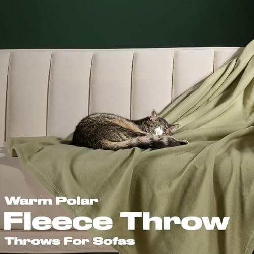 Dreamscene Wholesale 10 x Fleece Blanket Green Throw, Soft Cosy Warm Throws for Sofas Bed Couch Settee Throws Joblot Travel Garden Blanket Single Bed Throw Bulk, Sage Green - 120 x 150cm — view 2