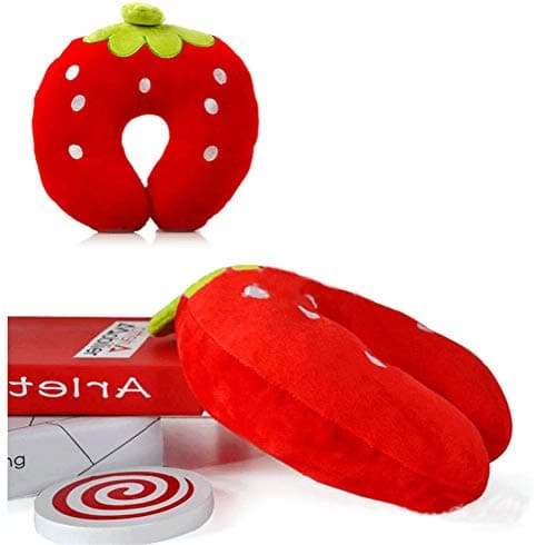 Maibar Traveling Pillow U-Shaped Neck Pillow Animal Warm Comfortable Travel Pillow For Airplanes Car Train (Strawberry) — view 2