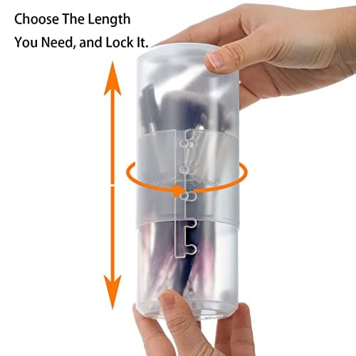 TOPZEA 4 Pack Retractable Makeup Brush Holders, Plastic Clear Makeup Organizer Case Travel Makeup Brush Holder with Lid Brushes Container Cups Dust-Proof Storage — view 3