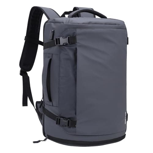 HOMIEE Travel Backpack Mens,17.3 Inch Laptop Bag Womens,40L TSA Friendly Flight Approved Carry on Luggage with Shoes Compartment,Large Business Rucksack with USB Port for Work School Weekend (Grey)