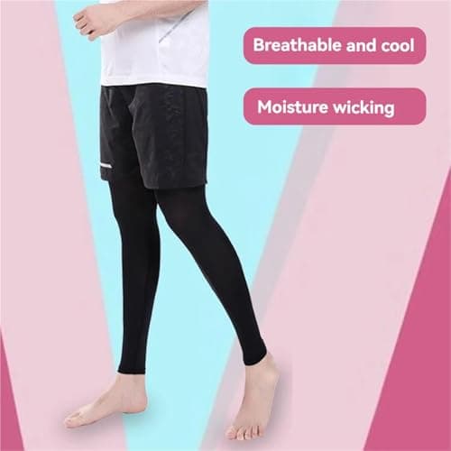 ADRLOPFE Compression Socks 1 Pair Summer Running Cycling Legs Sleeve Ice Silk Protection Compression Non-Slip Leg Warmer Cooling Sport Gear(Camo grey) — view 4