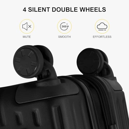 LEVEL8 Carry on Suitcase Expandable with 4pcs Luggage Organiser Set, 55CM Hand Case with Laptop Compartment ABS+PC Hardshell Spinner Cabin Size with 4Wheel TSA, Black — view 6