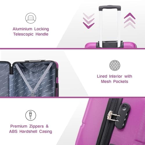 Aerostar 28" Large Suitcase Super Lightweight 4 Wheel Dual Spinner ABS Hard Shell Check in Luggage with Integrated Combination Lock for 23kg (Purple, 100 Litre) — view 3