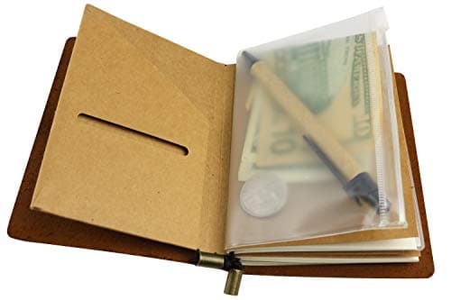 WANDERINGS Clear Zipper Case and Kraft Card Holder for Refillable Travel Journals - 9 x 12.5cm (3.5" x 5") - Pocket / Passport Size — view 3