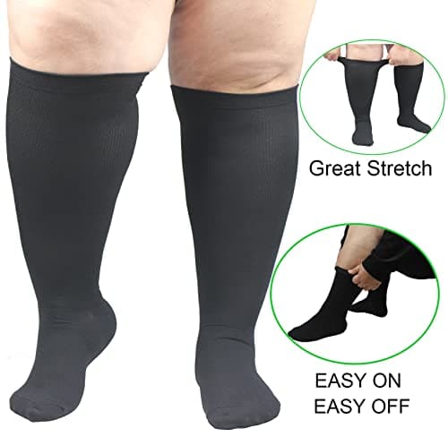 Plus Size Compression Socks Wide Calf for Women and Men,Flight Socks Extra Large Size Circulation Support Recovery for Nurses Running Pregnant Travel 1 Pair — view 2