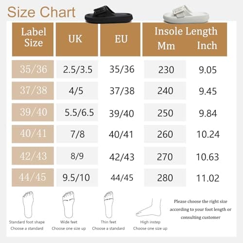 Waysoland Cloud Sliders Women Men Sandals with Adjustable Buckles,Shower Bathroom Non-Slip Quick Drying Open Toe Super Soft Comfy Thick Sole Sandals Indoor Outdoor(Grey,7/8 UK) — view 6