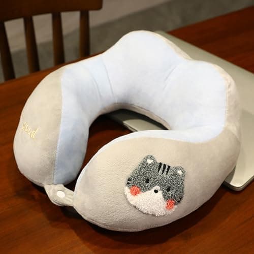SUNGOOYUE Cute Animal U Shaped Headrest, High Resilience Neck Pillow with PP Cotton Filling for Travel Car Office Nap (About 30x30cm/11.8x11.8in)