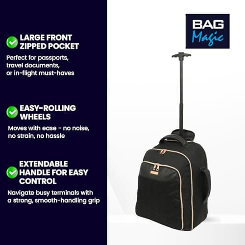 Bordlite 2-in-1 Backpack + Holdall on Wheels 50x38x25cm - 47L, Overhead Cabin Bag for British Airways, Jet2 & More – Travel Rucksack with Straps, Trolley Handle & Lightweight Holdall Design — view 6