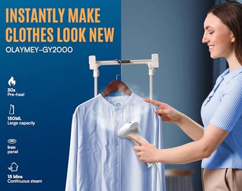 OLAYMEY Handheld Clothes Steamer 1600W, 25g Jet Steam, Fast Heat-up — view 2