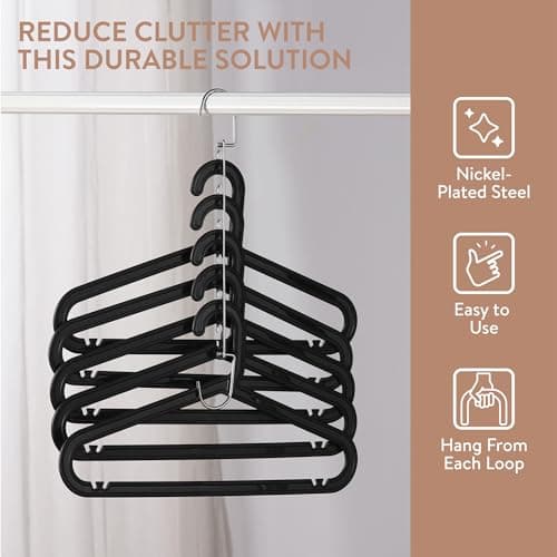 H&S Metal Space Saving Hangers (Set of 6) - Space Saver Clothes Hanger Pack for Wardrobes - Magic Coat Hanger Space Savers to Hang Clothing Shirts Trousers for Wardrobe and Closet — view 4