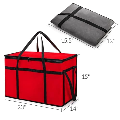 AVLA 3 Pack Insulated Food Delivery Bag, 77L XXX-Large Reusable Grocery Tote Insulation Bag, Collapsible Commercial Food Warmer Cooler Bags with Strong Handle Zipper for Catering, Shopping, Travel — view 2