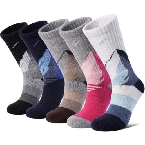 DOSKONI Merino Wool Hiking Socks for Women Cozy Boot Work Crew Socks, Blue