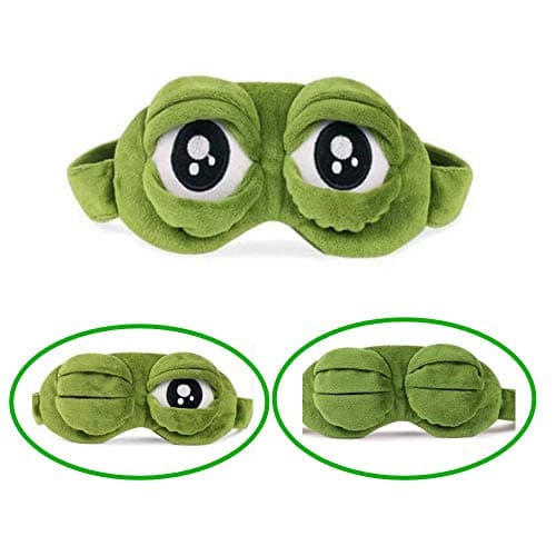 Apanphy® 3D Eye Mask Sleeping, Fluff Face Sleeping Funny Novelty Cartoon Frog Eye Cover Eyeshade Night Mask Sleep Travel Mask (Green) — view 6