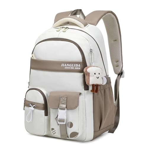 Amythe School Backpacks for Girls with Pendant, Water-Resistant, Brown