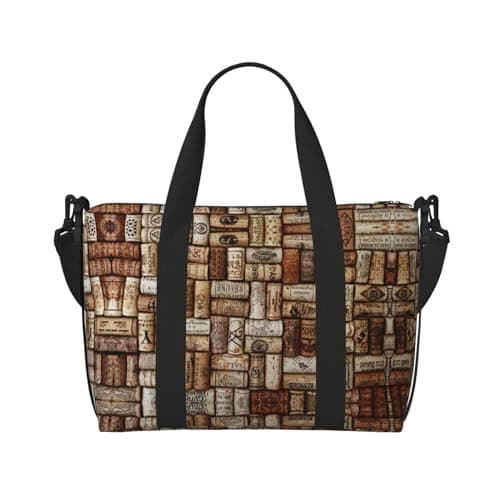 Wine cork Duffel Bags for Traveling, Lightweight Personal Item Travel Bags for Women, Gym Bags for Men, Black, One Size — view 2