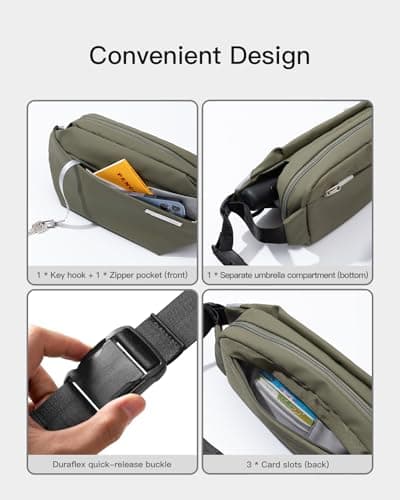 Inateck Sling Bag X, 4L Stylish Crossbody Shoulder Chest Belt Bum Bag with Adjustable Shoulder Strap, Water-Resistant Waist Fanny Pack for Men, Women, Travel, Daily Use, Cycling, Hiking, Olive — view 4