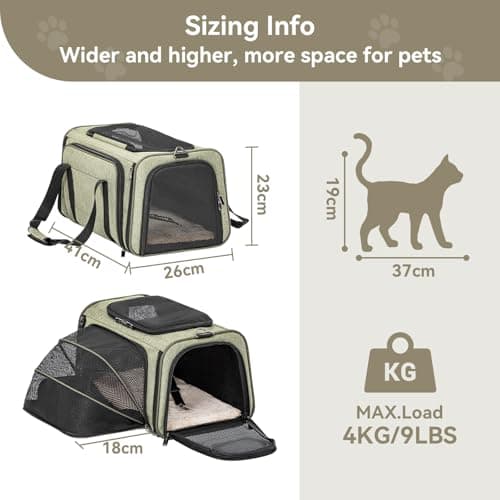 Petsfit Small Cat Carrier Airline Approved ，Expandable Carrier for Kitten Puppy Bunny,41L x 23W x 25H centimetres — view 4