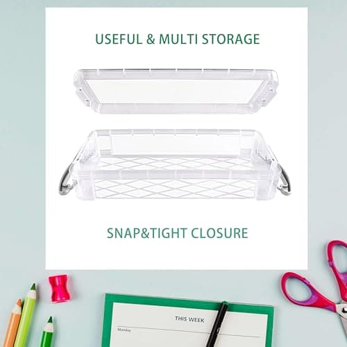 ANQLRMD 4Pack Clear Pencil Organizer Box - Large Capacity Plastic Storage Container Boxes with Lids - Stackable Organizer & Storage for Pen, Crayon, Art Craft Supply, Office Supplies — view 4