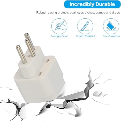 Wirafix 2 Pack Switzerland Plug Adapter, UK to Swiss Plug Adapter, Grounded Swiss Plug, Travel Adapter for Switzerland,Jordan, Liechtenstein, Madagascar, Rwanda and More (Type J), White — view 6