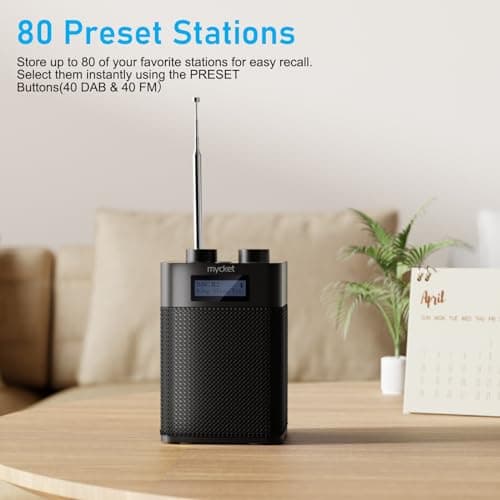 Mycket DAB/DAB+ Digital & FM Radio, USB Rechargeable and 2200mAh Battery Powered Radio,Portable DAB Radio, Radio with Bluetooth/U Disk, 80 Preset Stations,Headphone Jack, LED Display, for Home,Travel — view 5